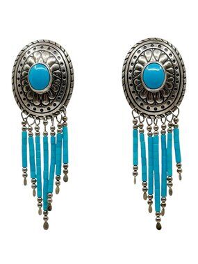TK Zuni Southwestern sterling silver turquoise drop earrings - GM1